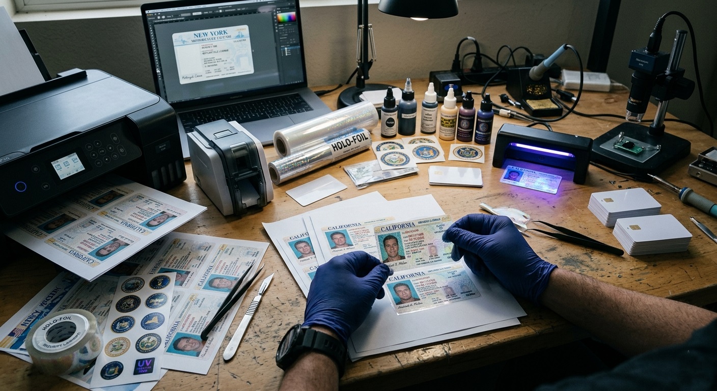 Technologies for Creating Fake Motorcycle Licenses: From Simple Templates to Holograms and Chips